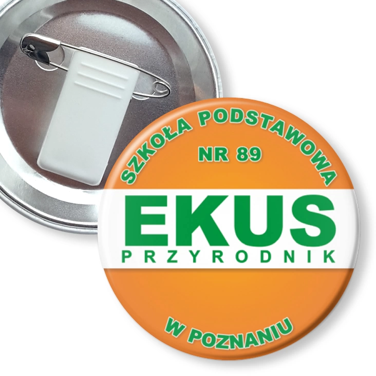 przypinka z żabką i agrafką SP nr 89 EKUS Przyrodnik