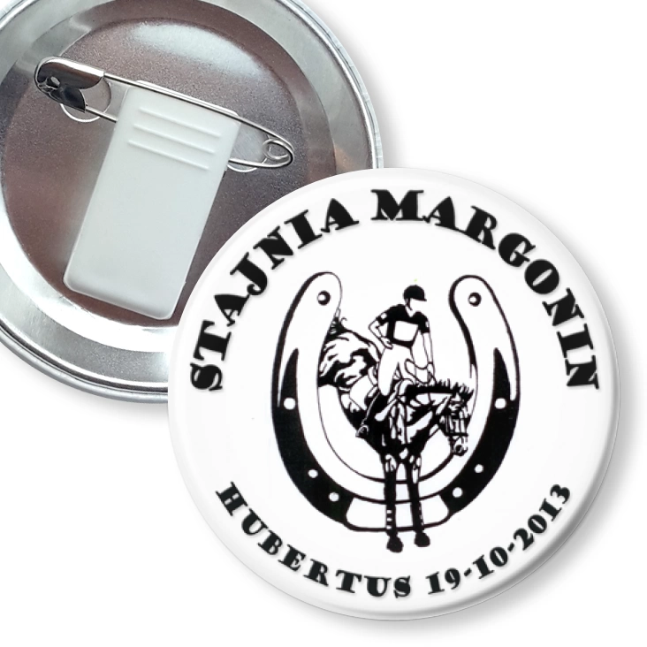 przypinka z żabką i agrafką Stajnia Margonin - Hubertus 2013