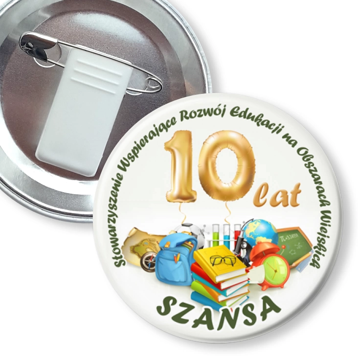 przypinka z żabką i agrafką Szansa