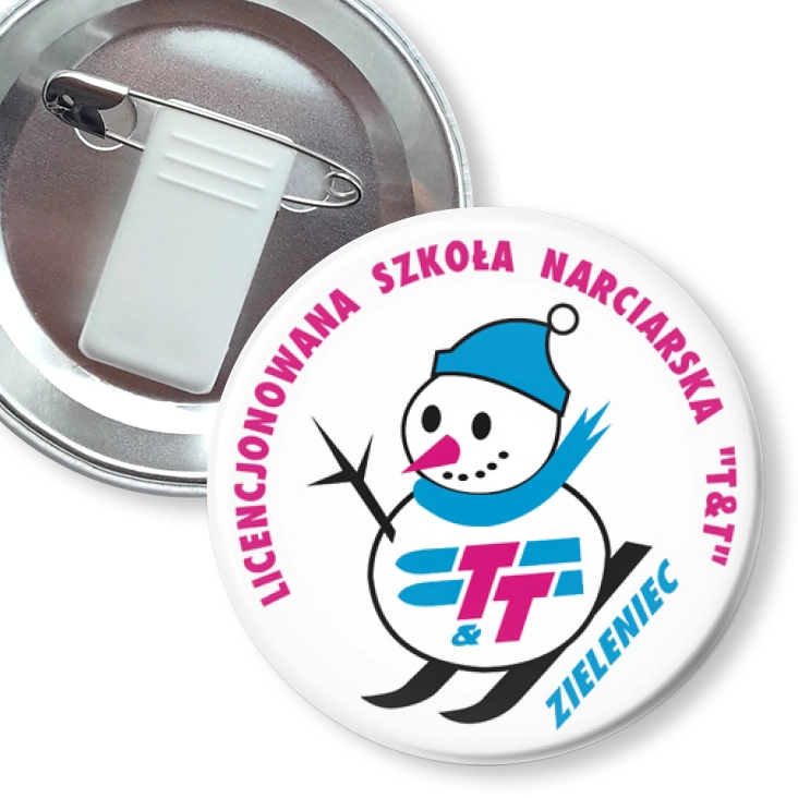 przypinka z żabką i agrafką Szkoła Narciarska T&T Zieleniec