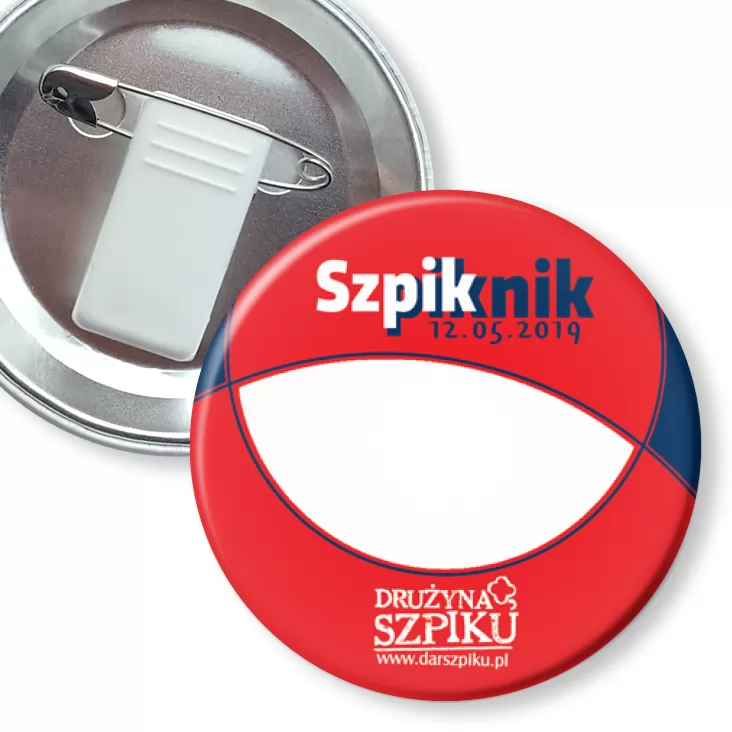 przypinka z żabką i agrafką Szpiknik 2019