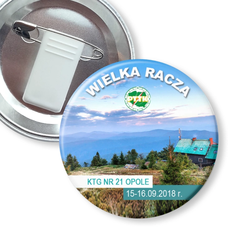 przypinka z żabką i agrafką Wielka Racza