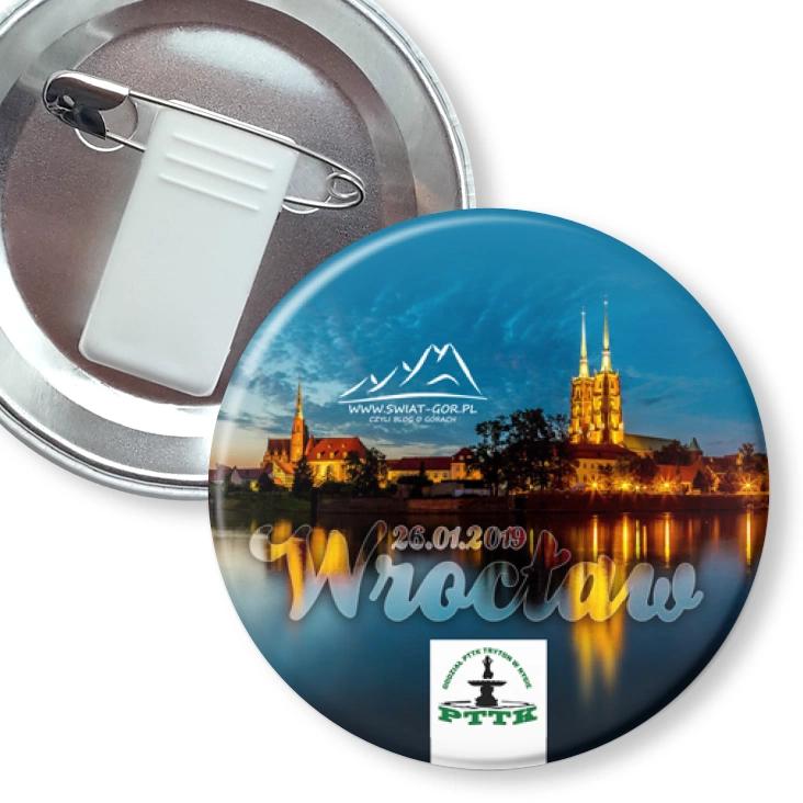 przypinka z żabką i agrafką Wrocław 2019