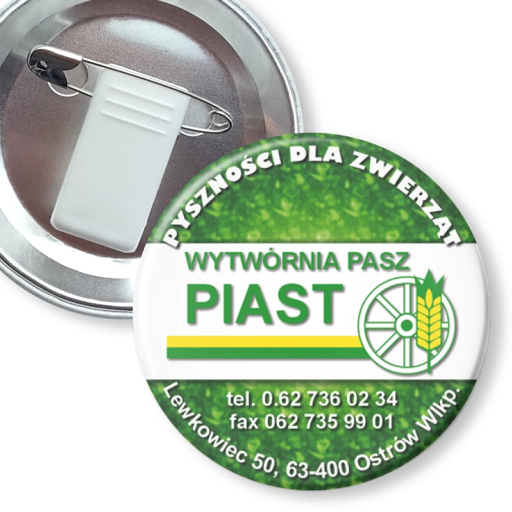 przypinka z żabką i agrafką Wytwórnia pasz Piast