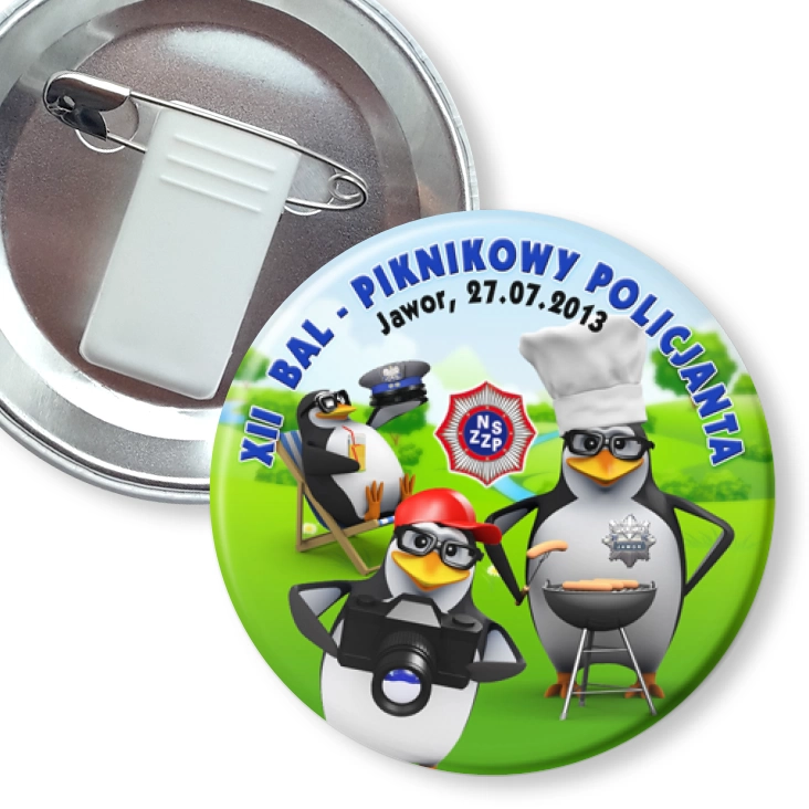 przypinka z żabką i agrafką XII Bal Piknikowy Policjanta - Jawor 2013