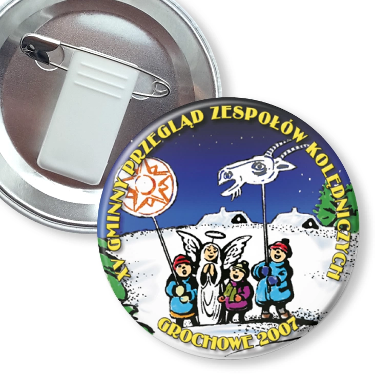 przypinka z żabką i agrafką XV Gminny Przegląd Zespołów Kolędniczych - Grochowe 2007