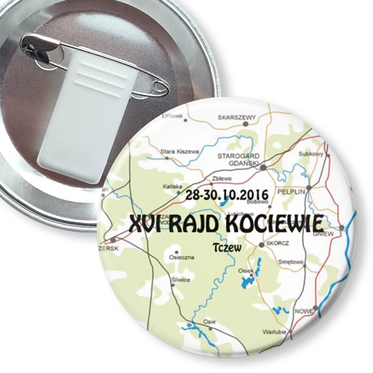 przypinka z żabką i agrafką XVI Rajd Kociewie