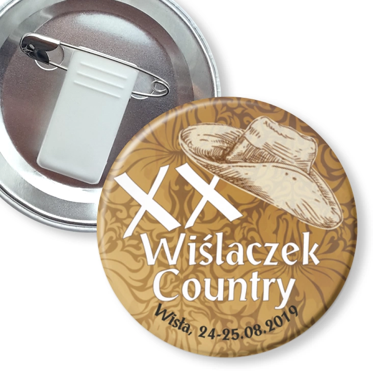 przypinka z żabką i agrafką XX Wiślaczek Country