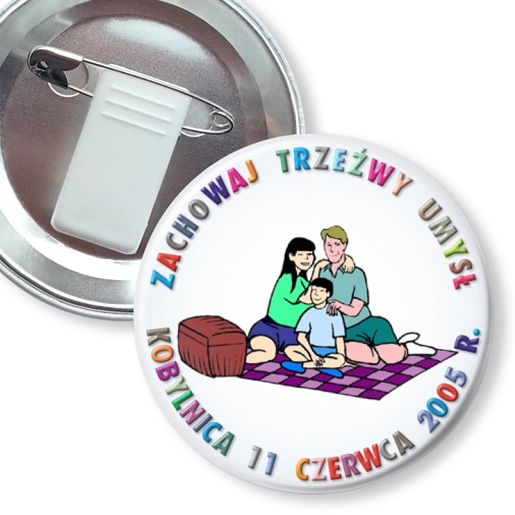 przypinka z żabką i agrafką Zachowaj Trzeźwy Umysł - Kobylnica 2005