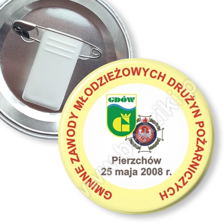 przypinka z żabką i agrafką Zawody Młodzieżowych Drużyn Pożarniczych