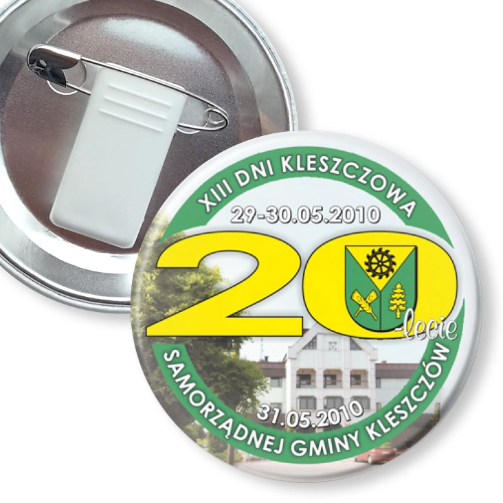 przypinka z żabką i agrafką Dni Kleszczowa