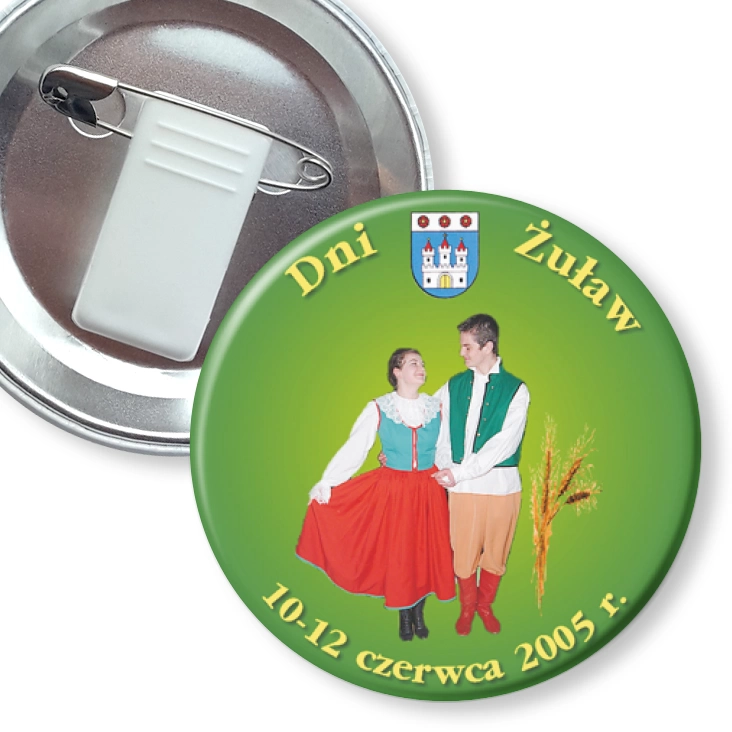 przypinka z żabką i agrafką Dni Żuław