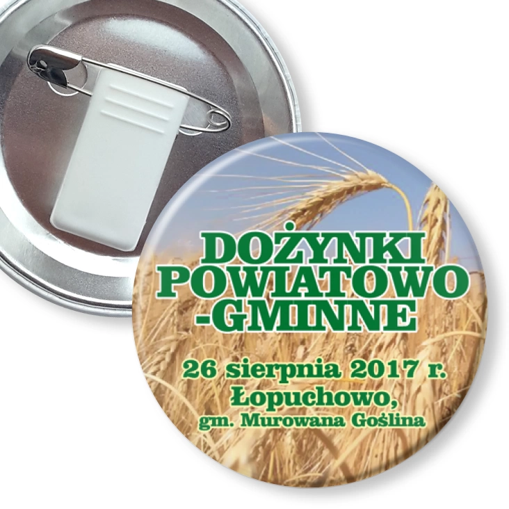 przypinka z żabką i agrafką Dożynki Murowana Goślina