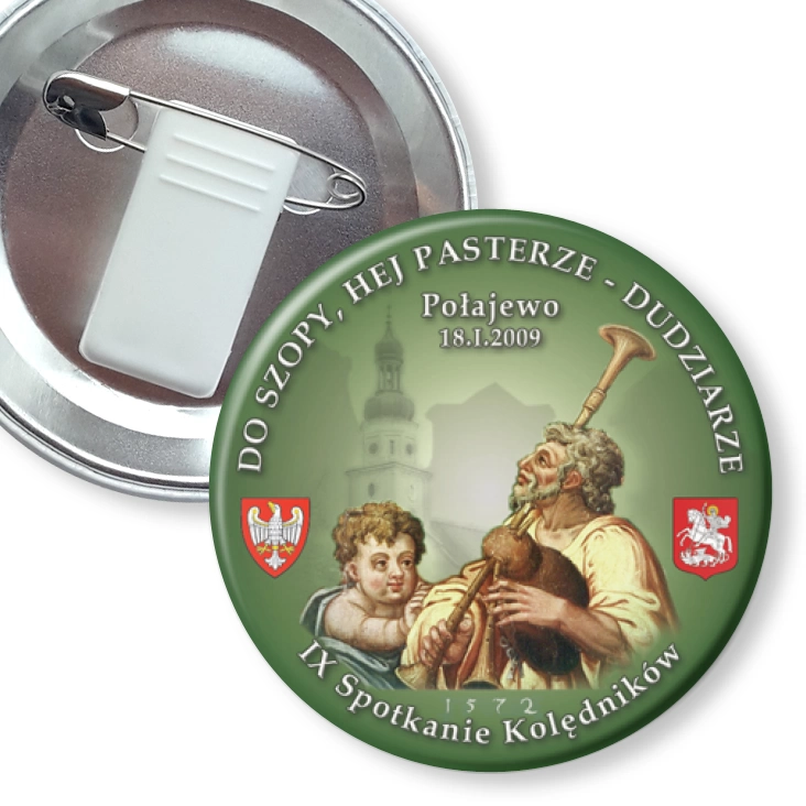 przypinka z żabką i agrafką Dudziarze 2009