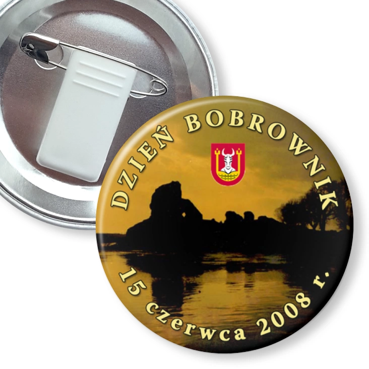 przypinka z żabką i agrafką Dzień Bobrownik