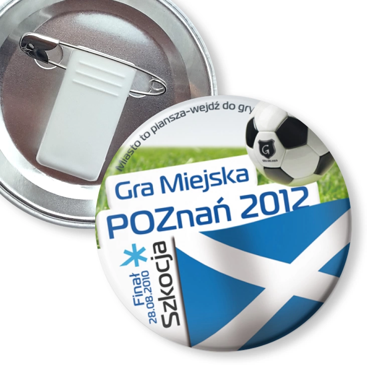 przypinka z żabką i agrafką Gra Miejska - Poznań 2012 - Szkocja