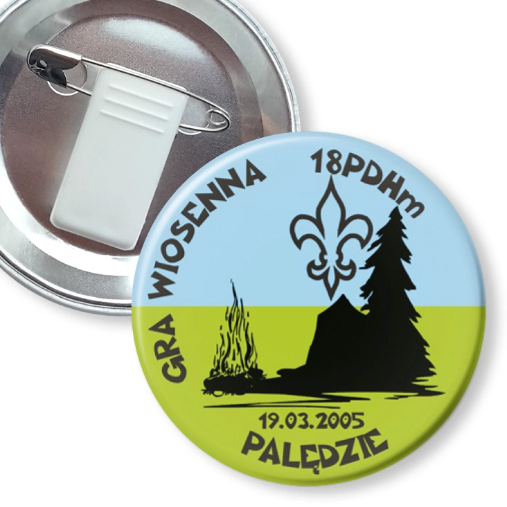 przypinka z żabką i agrafką Gra Wiosenna