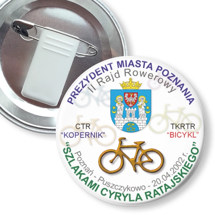 przypinka z żabką i agrafką II Rajd Rowerowy Szlakami Cyryla Ratajskiego