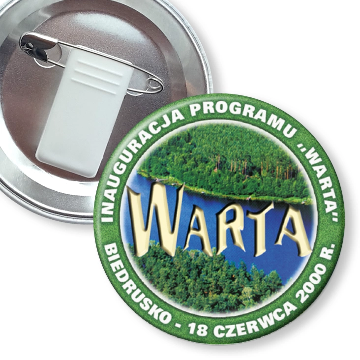 przypinka z żabką i agrafką Inauguracja Programu Warta