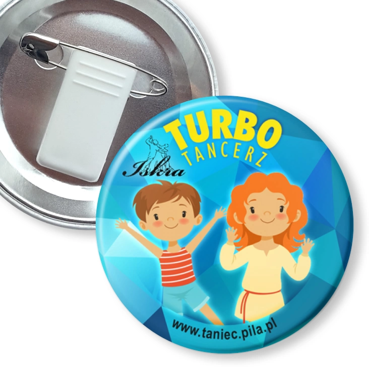 przypinka z żabką i agrafką Iskra - Turbo Tancerz
