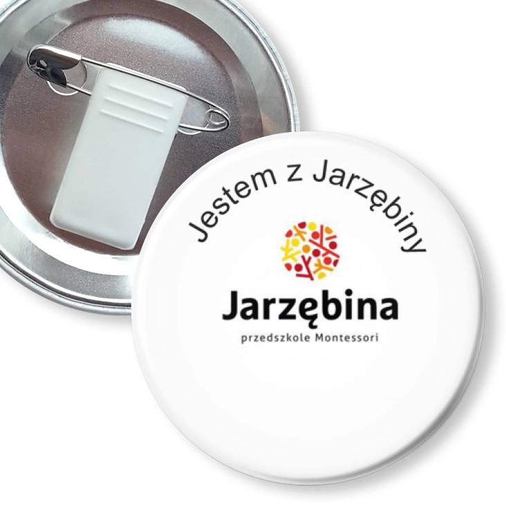 przypinka z żabką i agrafką Jestem z Jarzębiny