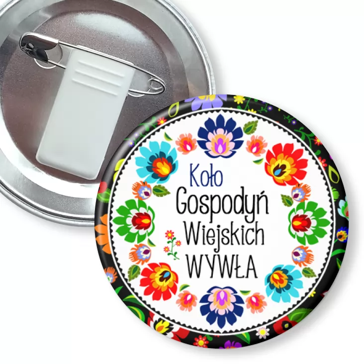 przypinka z żabką i agrafką KGW Wywła
