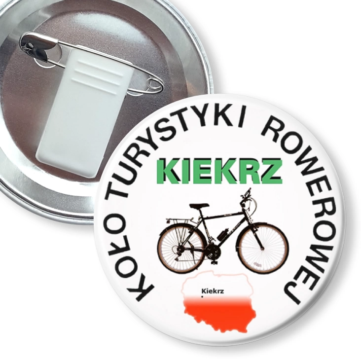 przypinka z żabką i agrafką Koło Turystyki Rowerowej Kiekrz