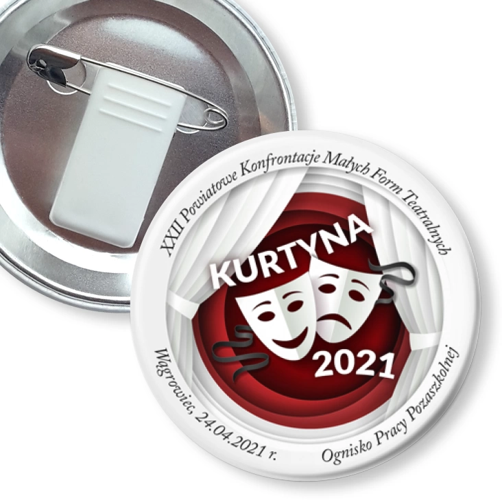 przypinka z żabką i agrafką Kurtyna 2021