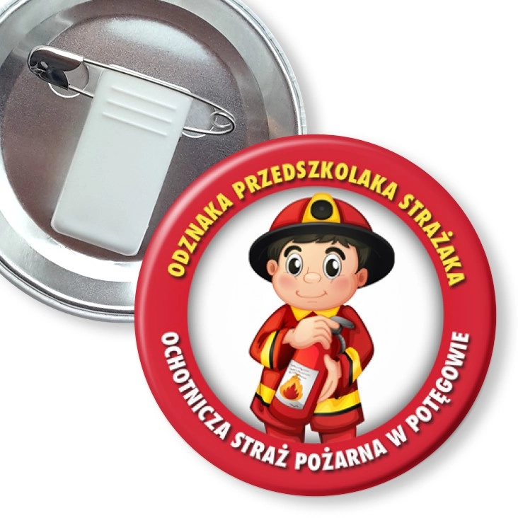 przypinka z żabką i agrafką Ochotnicza Straż Pożarna w Potęgowie