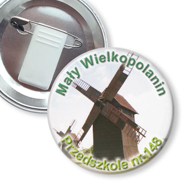 przypinka z żabką i agrafką Mały Wielkopolanin - Przedszkole nr 148