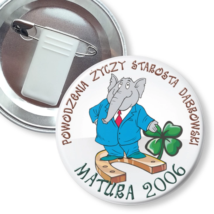 przypinka z żabką i agrafką Matura 2006