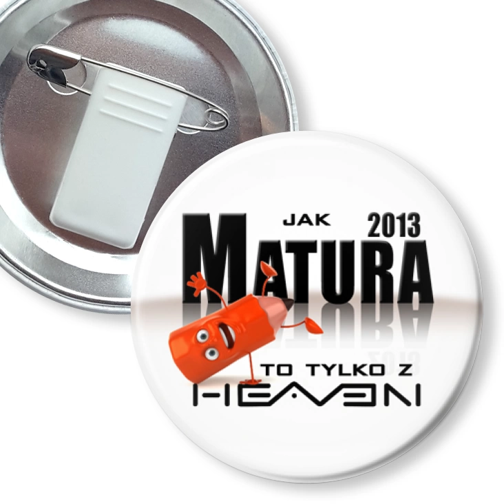 przypinka z żabką i agrafką Matura 2013 z Heaven