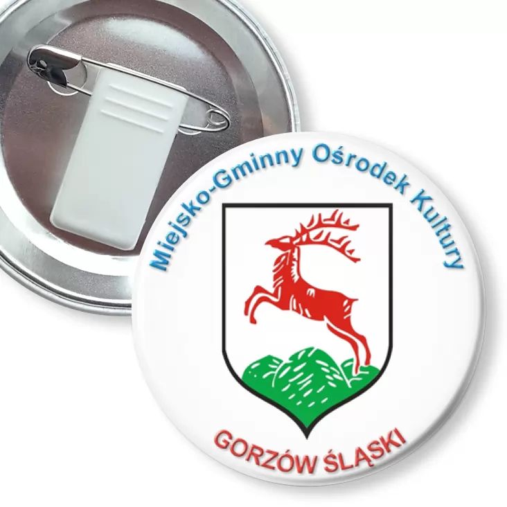 przypinka z żabką i agrafką Miejsko-Gminny Ośrodek Kultury w Gorzowie Śląskim