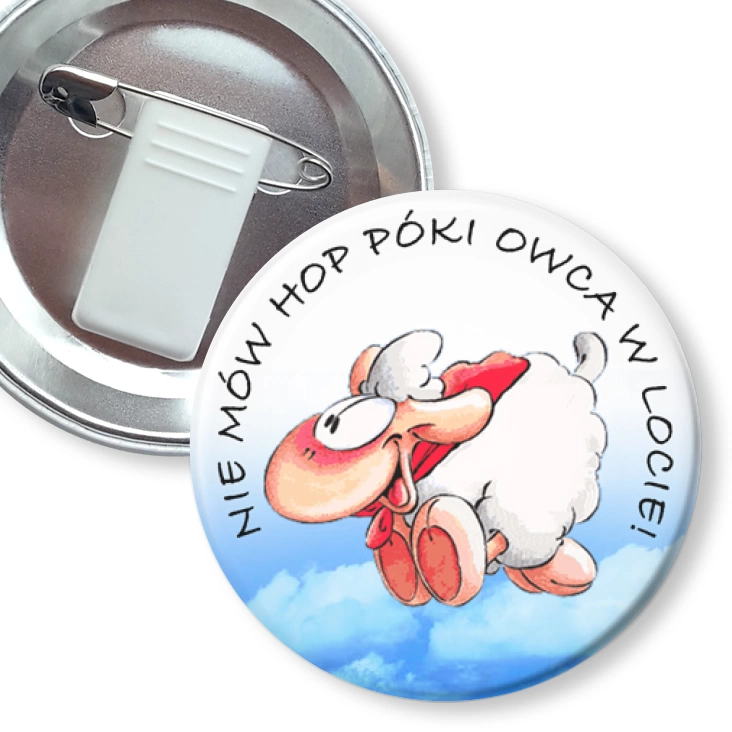 przypinka z żabką i agrafką Owca