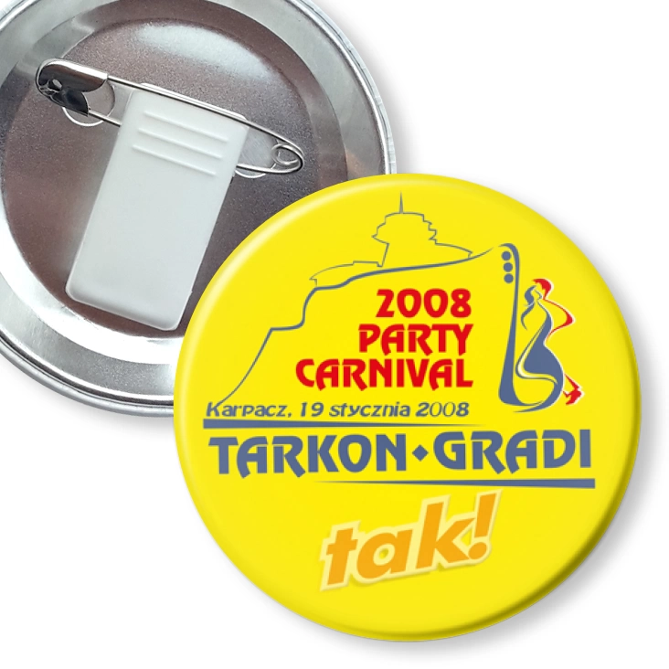 przypinka z żabką i agrafką 2008 Party Carnival