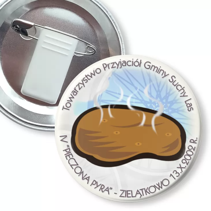 przypinka z żabką i agrafką Pieczona Pyra 2002
