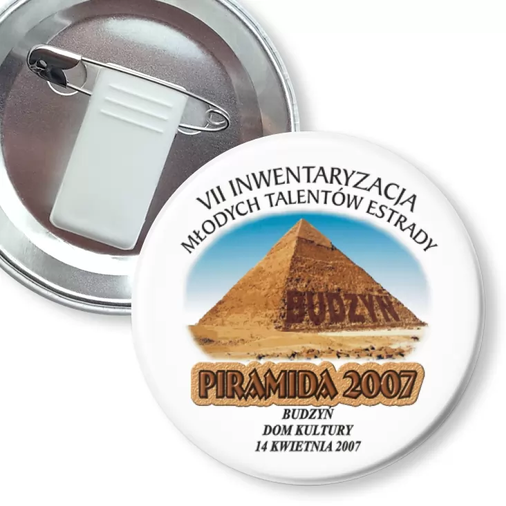 przypinka z żabką i agrafką Piramida 2007 - Budzyń