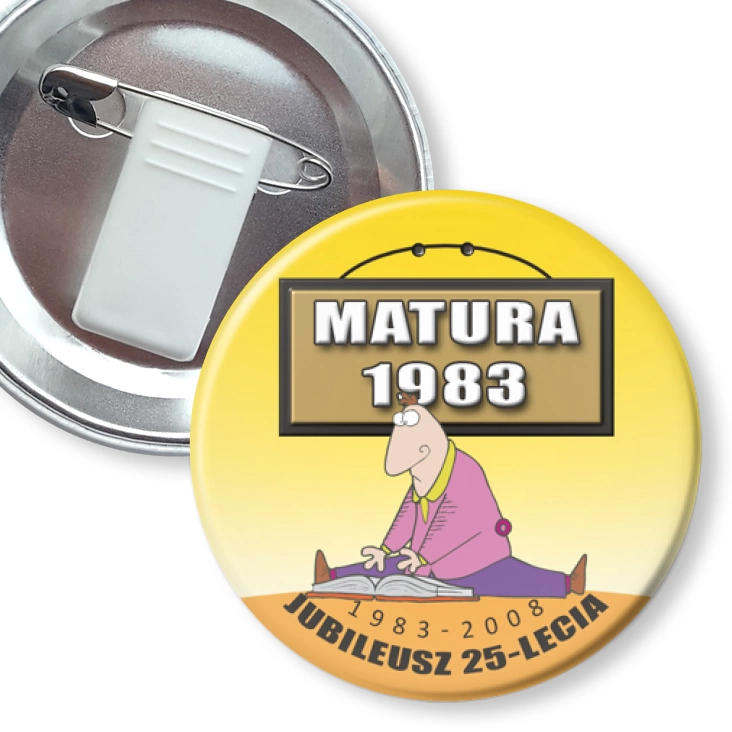 przypinka z żabką i agrafką 25 lecie matury 1983