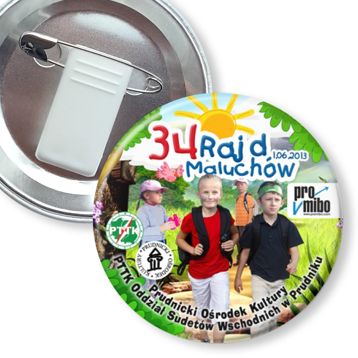 przypinka z żabką i agrafką 34 Rajd Maluchów