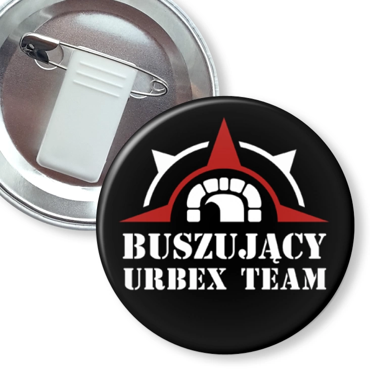 przypinka z żabką i agrafką Buszujący