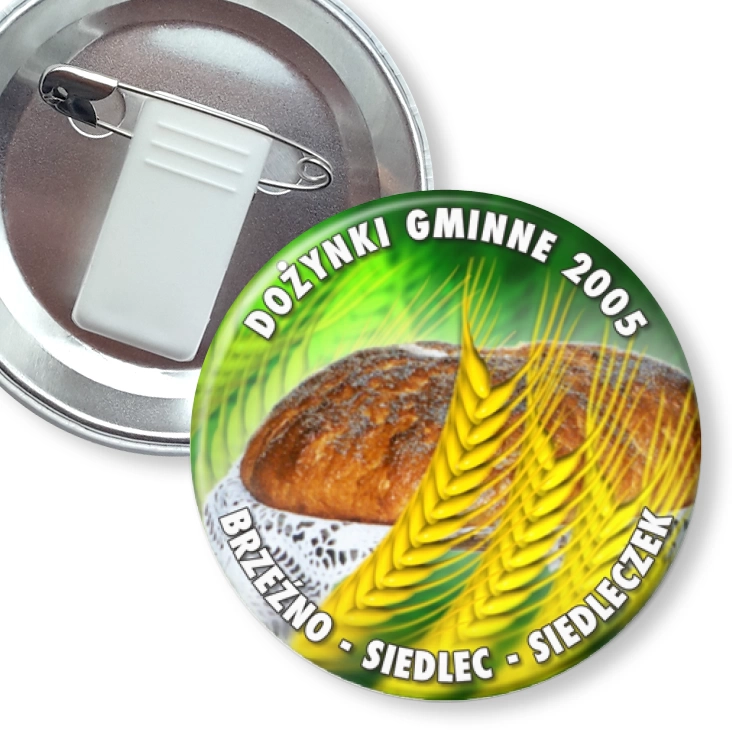 przypinka z żabką i agrafką Dożynki Gminne 2005 Brzeźno - Siedlec - Siedleczek