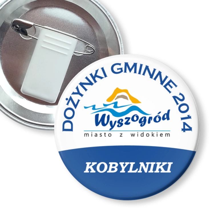 przypinka z żabką i agrafką Dożynki Gminne - Kobylniki 2014