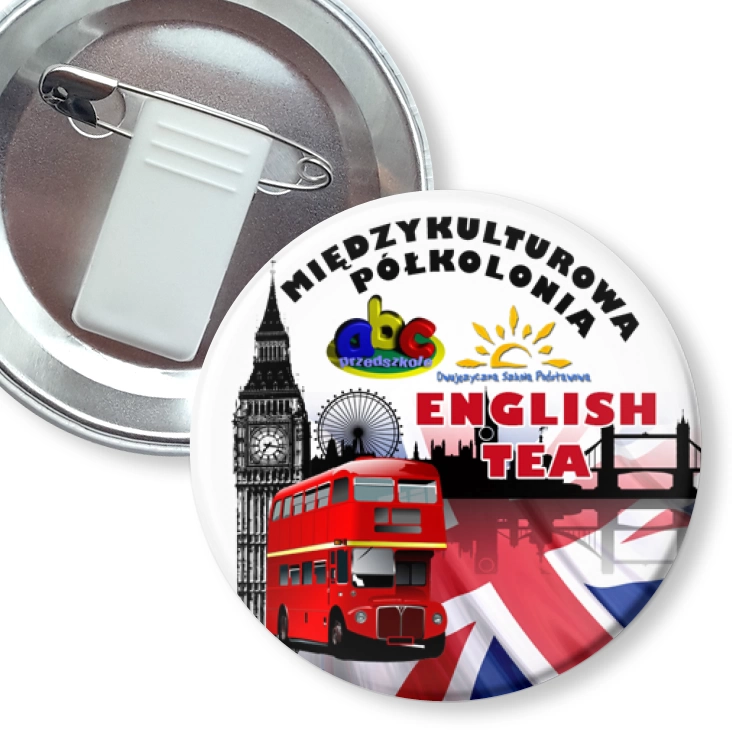 przypinka z żabką i agrafką English Tea