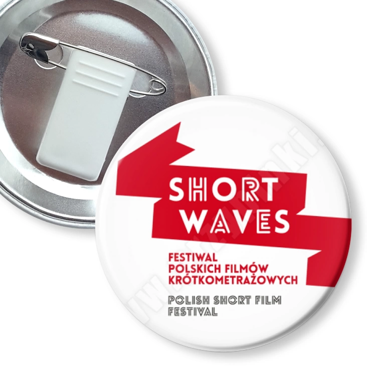 przypinka z żabką i agrafką Festiwal Short Waves