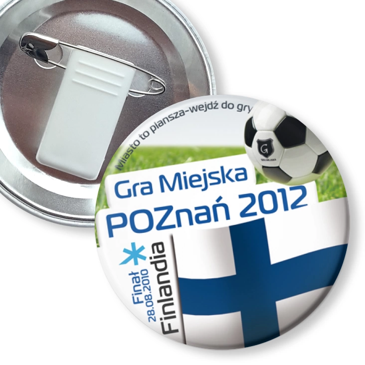 przypinka z żabką i agrafką Gra Miejska - Poznań 2012 - Finlandia