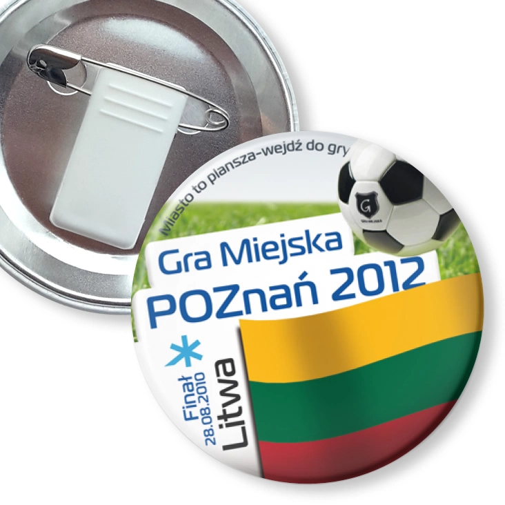 przypinka z żabką i agrafką Gra Miejska - Poznań 2012 - Litwa