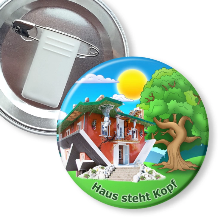 przypinka z żabką i agrafką Haus Steht Kopf