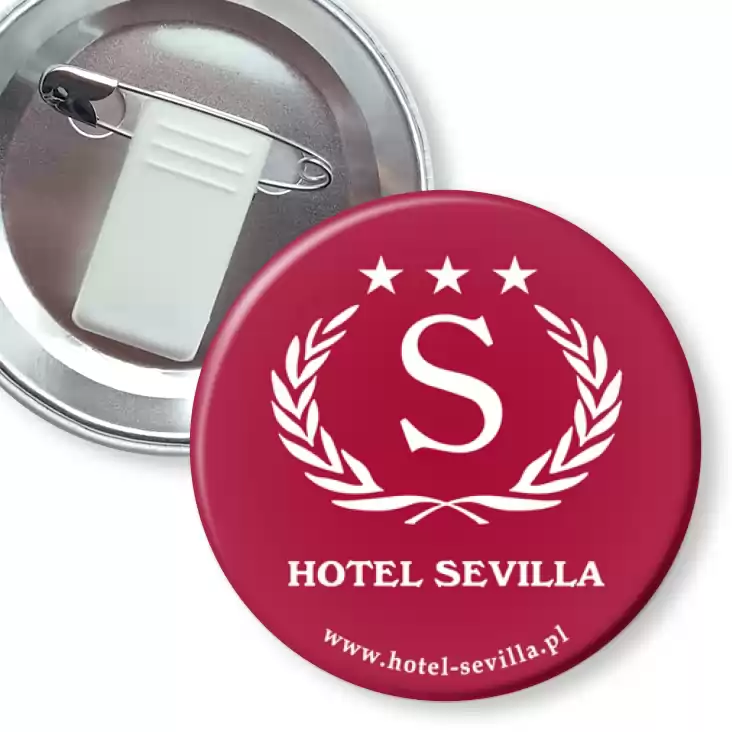 przypinka z żabką i agrafką Hotel Sevilla