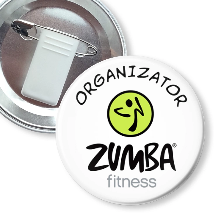 przypinka z żabką i agrafką I love Zumba Fitnes - organizator