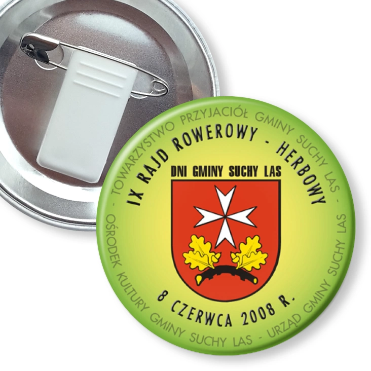 przypinka z żabką i agrafką IX Rajd Rowerowy Herbowy